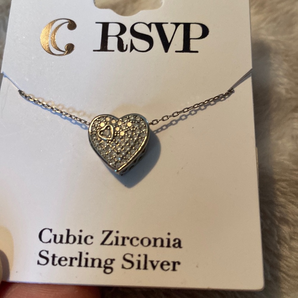 Sterling silver cubic zirconia heart necklace